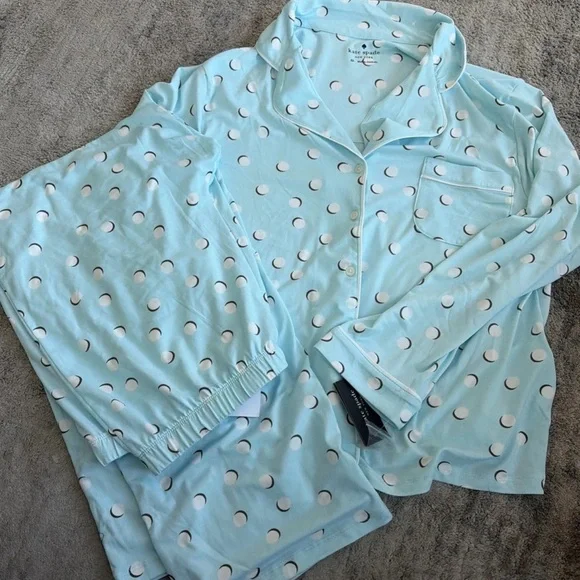 Kate Spade Aqua Dot Pajama Set XL - Picture 3 of 5
